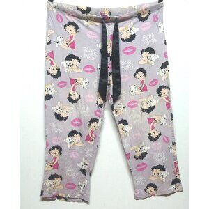 VTG Betty Boop Pajama Lounge pants Sz L 2012 wash-wear Lavender pink drawstring